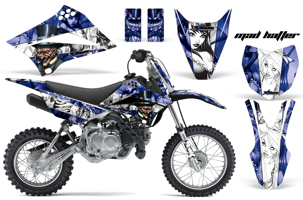 Kawasaki KLX 110L 10-11 NP Graphic Kit MAD HATTER-BLUE WHITESTRIPE